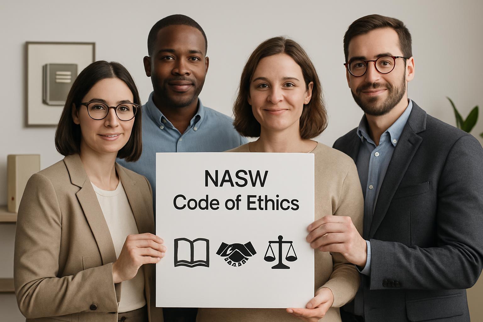 NASW Code of Ethics, Symbols of Trust, Agreement, and Legal Justice.